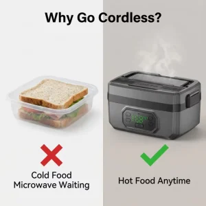 Electric USB Battery Powered Stainless Steel Heated Lunch Boxes 1.6L Portable Food Heater for Office School Travel Car Home Use