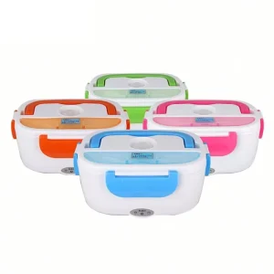 Electric USB Charged 3 Compartment Eco Friendly Plastic Lunch Box for Office Kitchen & Outdoor Use