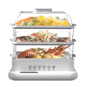 Electric Vegetables Steam Cooker 3 Layers 34L 800W Dim Sum Dumpling Bun Warmer Electric Steam Cooker Food Steamer