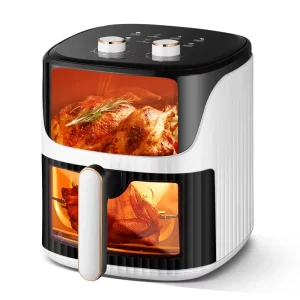 Electric Viewable Air Fryer with Digital Touch Control Stainless Steel 360° Rotating Healthy Cooking Oven