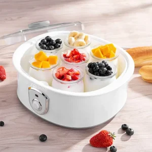 Electric Yogurt Maker 1.5L 7 Glass Jars Plastic Digital Control with Timer Function