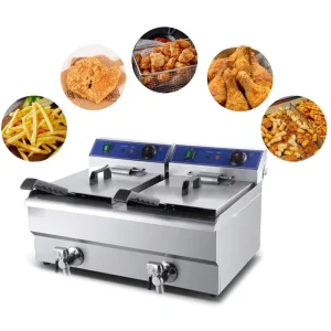 Electric and Gas Stainless Steel Commercial Deep Fryer Machine with Double Tank