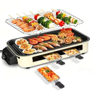 Electrical BBQ Grill Smokeless Electric Griddle with Hot Pot Table Easily Cleaned Indoor Large Versatile Multi Function Electric