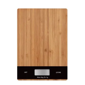 Elegant Bamboo Wood Digital Food Scale 5kg Capacity 1g Accuracy Tare Unit Switch Weight Loss Baking Cooking Portable Kitchen