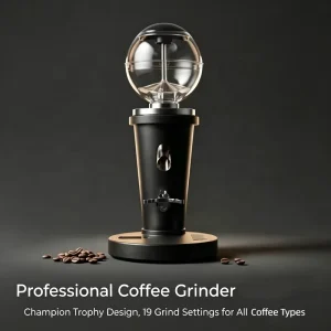 Elegant Trophy Style Coffee Grinder Professional 1.3L Capacity 19 Levels Precise Control Electric Burr Mill for Barista
