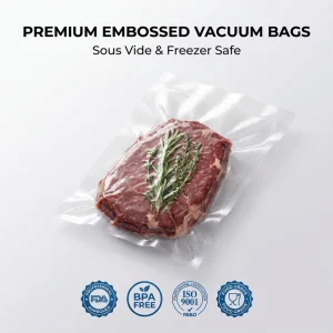 Embossed Food Grade Vacuum Sealer Bag Roll 8 Inch X 50 Feet for Kitchen Food Storage Quick Suction
