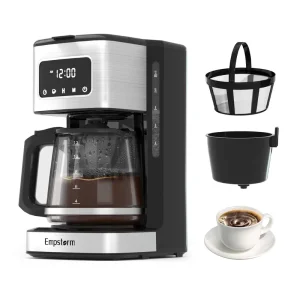 Empstorm 12D Electric Automatic Drip Coffee Maker with Temperature Control for Home Office Car & Outdoor Use