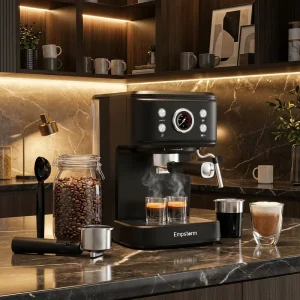 Empstorm Semi Auto Espresso Coffee Machine with Milk Frother Makes Perfect Latte & Cappuccino for Home Hotel Office Use