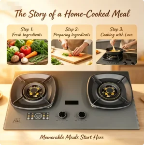 Energy Saving Durable 2 Burner Gas Stove Nano Anti-Oil Panel Full Copper Burner Timing Flameout Protection Budget Cooktop Hob
