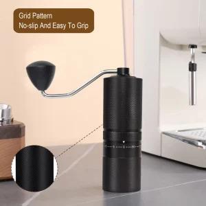 Ergonomic Hand Coffee Grinder Non Slip Grid Texture Manual Espresso Grinder Wear Resistant Stainless Steel Body Coffee Mill