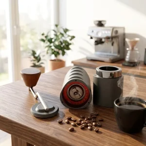 Ergonomic Triangular Body Manual Coffee Grinder 25g Capacity Hand Burr Grinder with Magnetic Cup Professional Coffee Gear