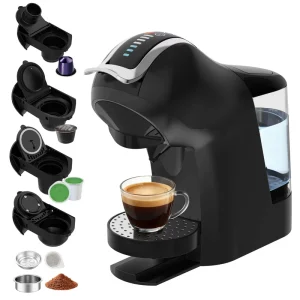 Espresso Machine Single Serve Coffee Maker Compatible with Multiple Capsule Types Ground Coffee