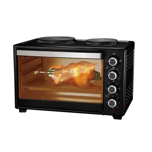 Europe Popular 30L All in One Electric Oven With 2 Hot Plates Rotisserie Countertop Multi Cook Oven