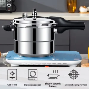 Explosion Proof Aluminum Alloy Pressure Cooker Pot Cover for Home Commercial Use Compatible Gas Induction Cookers Large Capacity