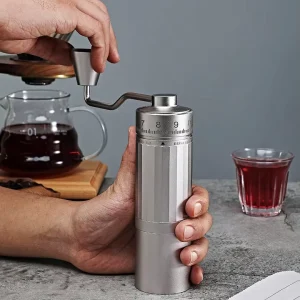 External Calibration Hand Coffee Grinder Seven Angle Ghost Tooth Conical Burr Suitable for Espresso & Pour Over Brew Coffee