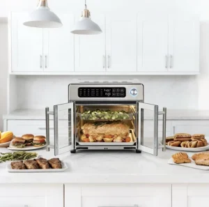 Extra Large Stainless Steel French Door Air Fryer Toaster Oven Combo 24 Cooking Functions and Digital Controls