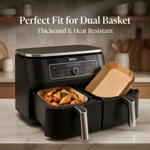 FDA Certified 100PCS Unbleached Air Fryer Liners Disposable Heat Resistant Non stick Round Baking Paper for 5 8QT Basket