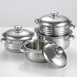 Factory 16-22cm 8pcs House Stainless Steel Cookware Set Durable Kitchen Pots Heatable Nonstick Cookware Noodle Pot