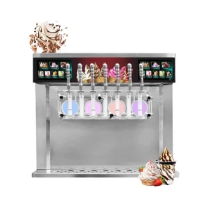 Factory 5inch Touch Screen 8 Programs Soft Serve Ice Cream Making Machine 7 Flavor 4+3 Mixed Built in Air Pump Keep Fresh System