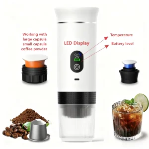 Factory Battery Powered Portable Espresso Machine Travel Home Office RV Camping Coffee Maker Coffee Ground Capsule Capabilities
