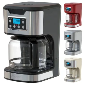 Factory Custom 1.8L Brush Digital Timer 12 Cup Automatic Drip Coffee Maker for Hotel Lobby Guest Room Certificates Complete