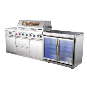Factory Custom Commercial Stainless Steel Easily Assembled Charcoal Grill 120v 8 Burners Outdoor BBQ Trolley Flame
