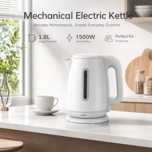 Factory Direct 220V Stainless Steel Portable Electric Kettle 1500W 1.8L Mechanical Automatic Shut-off Boil-Dry Protection