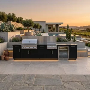 Factory Direct Modern Design SS304 Stainless Steel Outdoor Kitchen Cabinet Customized Antirust Outdoor Kitchen for Villa