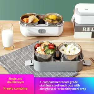 Factory Direct Portable Electric Lunch Box Cordless Insulated Bento Box Stainless Steel Self Heating for Office