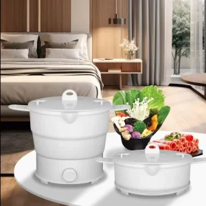 Factory Direct Sales White Customized Logo Silicone 800W 1.2L Travel Electric Multi Hot Pot Cooker