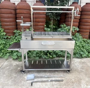 Factory Direct Stainless Steel Argentine Barbecue Gaucho Asado Parrilla Tag Wood Argentina Rotisserie Santa Maria Grill