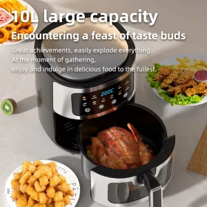 Factory Direct Supply Touchscreen Air Fryer Oven with Window 10L Capacity Multifunctional Oil-Free Oven for Household