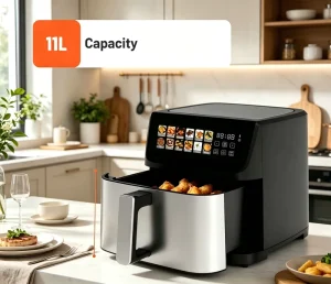 Factory Directly Selling 11L Large Capacity Multi functional Digital Air Fryer With Big Color Screen and Visible Window