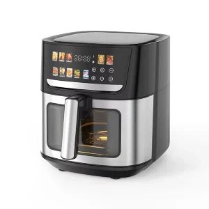 Factory Large Capacity 6.5L Square Stainless Steel Smart Digital Control Electric Hot Air Fryer with Digital Screen Oven