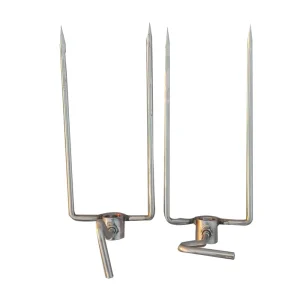 Factory Long Large Stainless Steel BBQ Spit Roaster Rotisserie Prong Spike Fork for 16mm 20mm Spit Rod