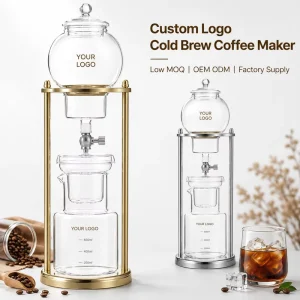 Factory Low MOQ Custom Logo Cold Brew Coffee Maker OEM ODM Borosilicate Glass Ice Drip Tower