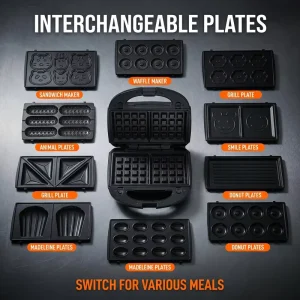 Factory Multi functional Breakfast Machine Interchangeable Plates Waffle Sandwich Donut Maker 3 in 1 Electric Grill