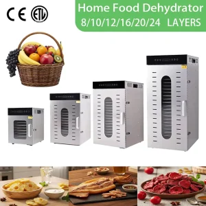 Factory Price 8 10 12 24 Trays 304 Stainless Steel Household Food Dehydrator Fruit Dryer for Jerky Pet Treats CE BPA Free