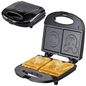 Factory Smiley Face Cartoon 2 Slices Breakfast Electric Toaster Sandwich Maker for Home