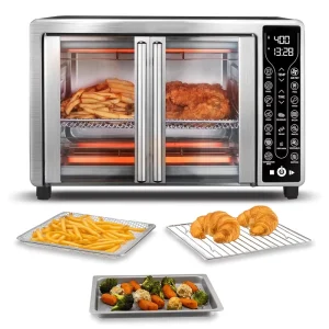 Factory Stainless Steel 25QT French Door Air Fryer Oven 17 in 1 Digital Convection Pizza Oven