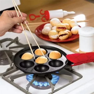Factory Supply 7 Round Holes Cast Iron Frying Bake Pan for Octopus Ball
