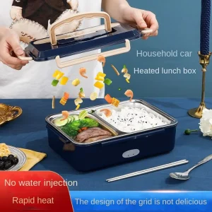 Factory Water Free Electric Heating Lunch Box 304 Stainless Steel Car Use Plug In 1.1 2.0L