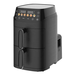 Fashion Black Direct Touch Electric Dual Air Fryers Household Stacked Air Fryer with Two Pots