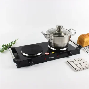 Fast Heating Adjustable Temperature Solid Hotplate Electric Stove 2 Burner for Household Use