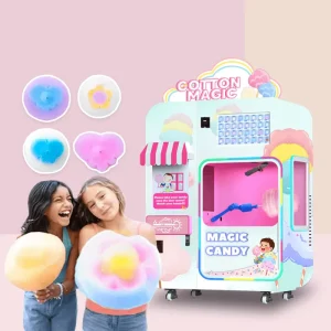 Fast Return Automatic High Productivity Metal Cotton Candy Robot Vending Machine with Commercial Use
