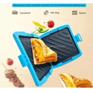 Fast Warm Cook Sandwich Toasting Square Silicone Maker Mini Pie Dishes Pans PTFE Coating Microwave Oven Use Blue Durable Easy