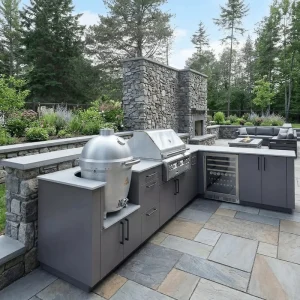 Fireproof SS304 Stainless Steel Outdoor Kitchen Custom Multi Functional Villa Garden Outdoor Kitchen for Courtyard