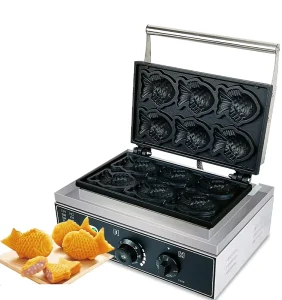 Fish Shape Waffle Maker Taiyaki Machine 6 Pcs Korea Taiyaki Making Machine Non stick Coating Bakeware Snack Machine