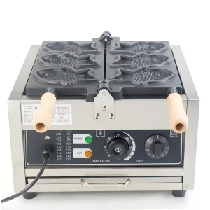 Fish Shaped Commercial Waffle Corn Crisp Maker 220V Steel with Timer for Restaurants and Hotels Snack Baker