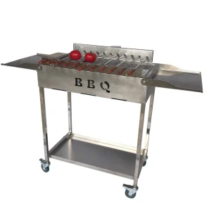 Flat Skewers Camping Grill Cyprus Charcoal Bbq Rotisserie Grill with Folding Lid
